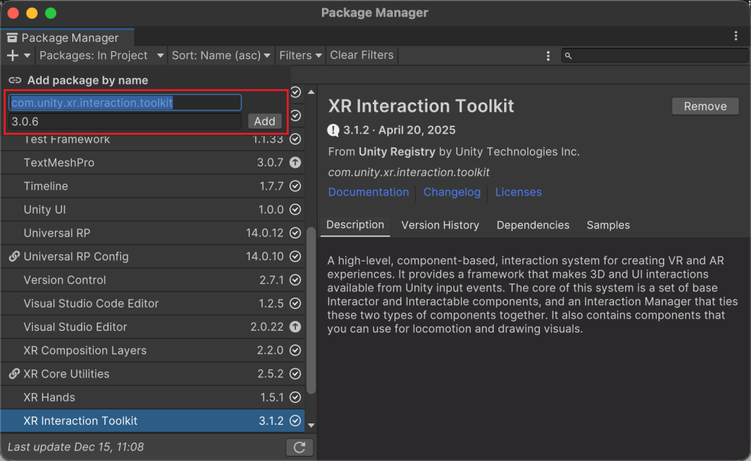 Add package by name 窗口被自动填好包名和版本号 3.0.6
