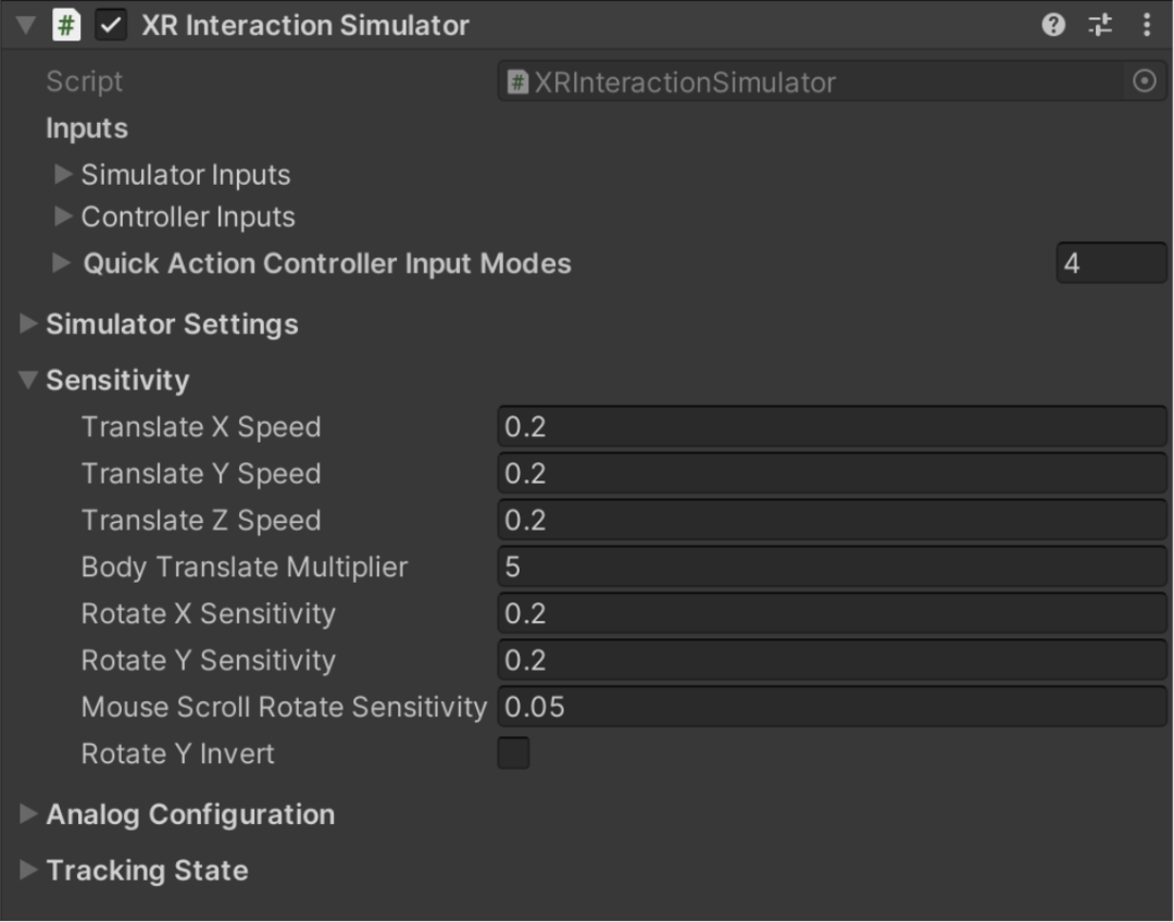 Sensitivity 参数列表：模型提供了 Translate X/Y/Z Speed、Body Translate Multiplier、Rotate X/Y Sensitivity、Mouse Scroll Rotate Sensitivity 以及 Rotate Y Invert 开关
