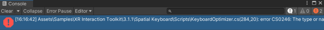 Console 中的编译错误:KeyboardOptimizer.cs(284,20) error CS0246